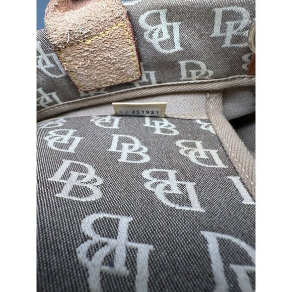 Dooney Bourke Designer Handbag Beige And Brown Canvas Bag With Tassels - Picture 3 of 12